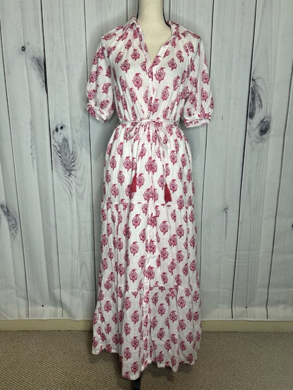 Roller Rabbit x Target Maxi Dress Pink Bouquet Print Short Sleeve Womens Sz S